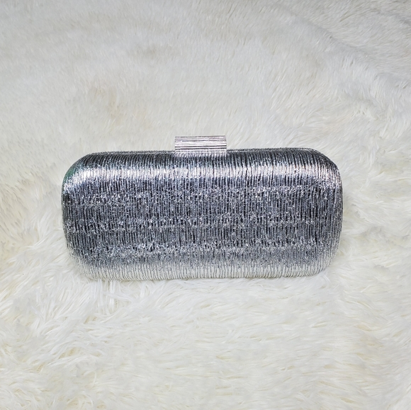 Metallic Silver Hard Shell Clutch - Picture 1 of 6